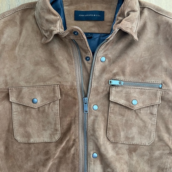 John Varvatos Shilo Suede Shirt Jacket Whiskey Brown Mens S (36/38) - Picture 4 of 12